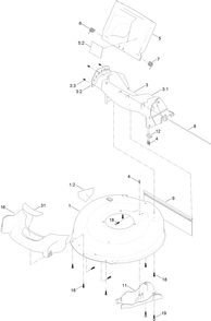 Chute And Rear Door Assembly Diagram and Parts List for 17734 403500000 - 405699999 Lawn Boy Lawn Mower